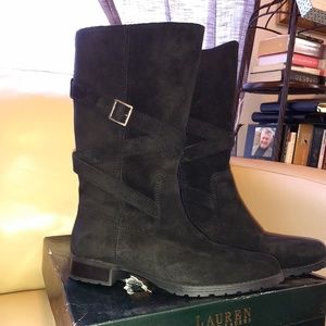 Black suede boots